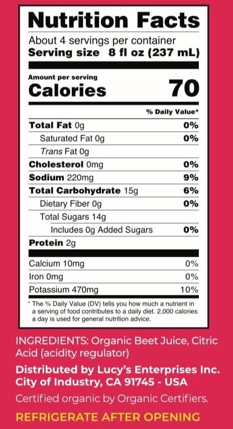 Lucy's Family Owned - Organic Beet Juice