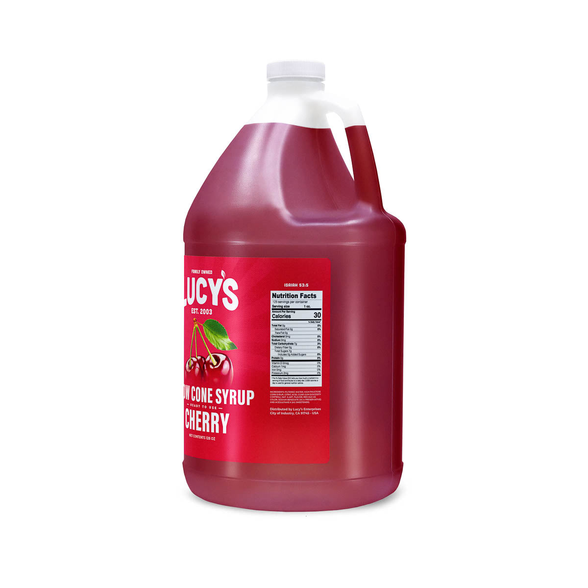 Cherry Snow Cone Syrup 1 Gallon Lucy's Inc