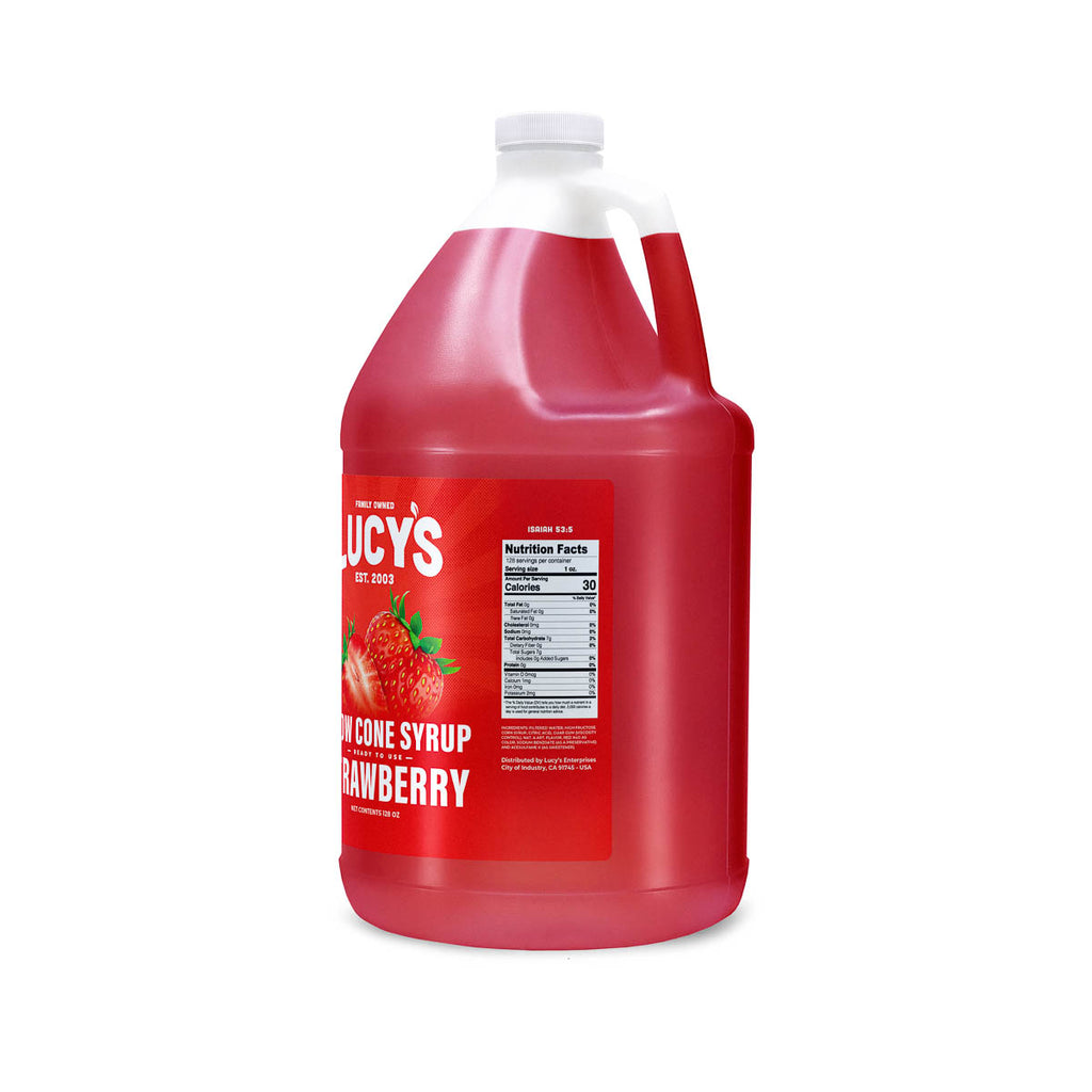Strawberry Snow Cone Syrup 1 Gallon Lucy's Inc